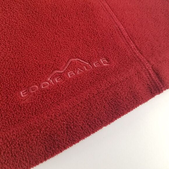 Eddie Bauer Fleece Pullover Mens M Red 1/4 Zip Zipper Sleeve Pocket - Picture 6 of 6